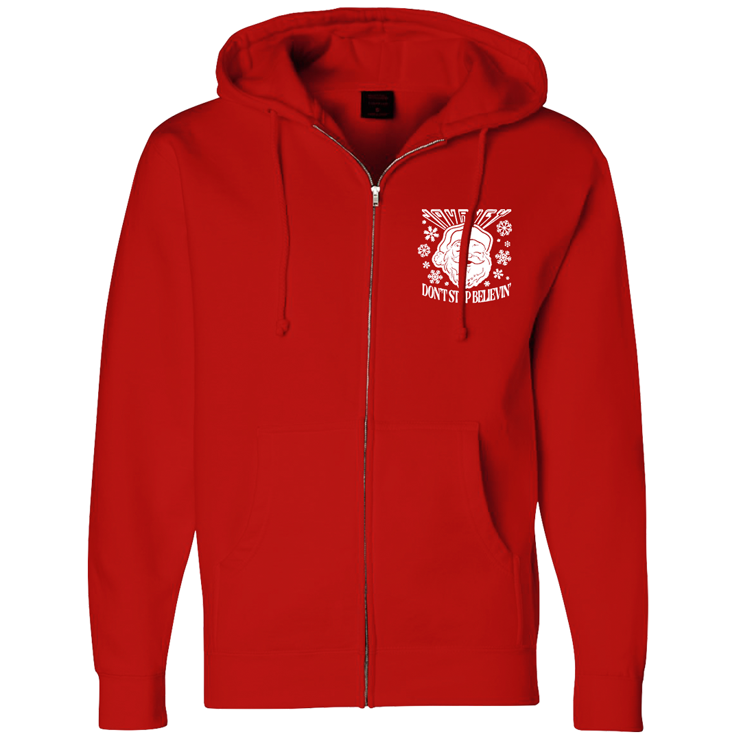 Don t Stop Believin Santa Zip Hoodie
