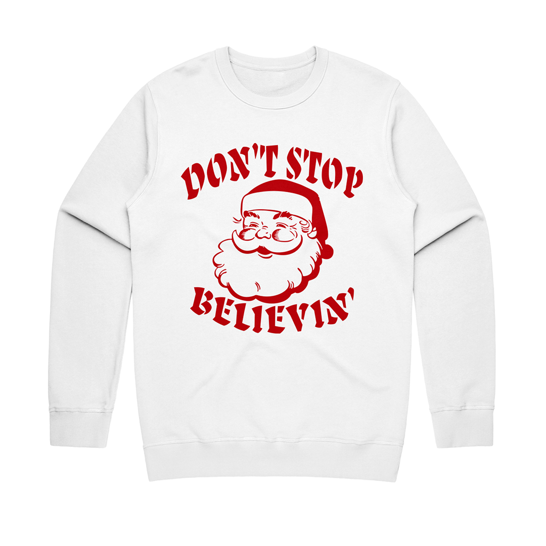 Don't Stop Believin' Crewneck - White