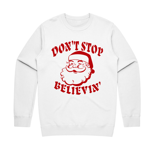 Don't Stop Believin' Crewneck - White