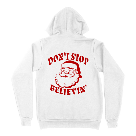 Don't Stop Believin' Zip Hoodie - White