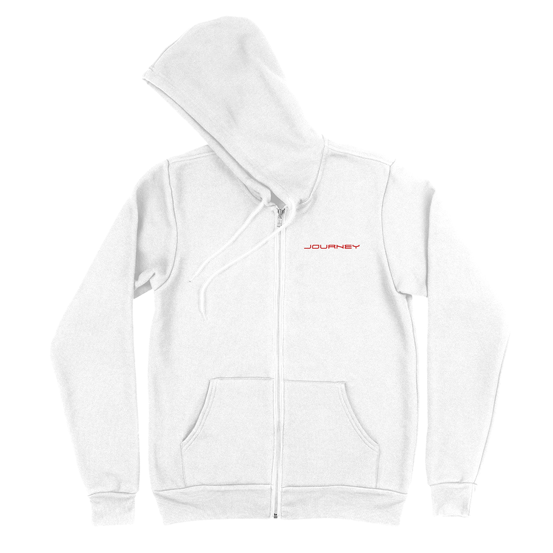 Don't Stop Believin' Zip Hoodie - White