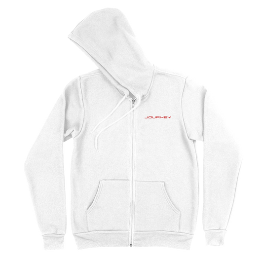 Don't Stop Believin' Zip Hoodie - White