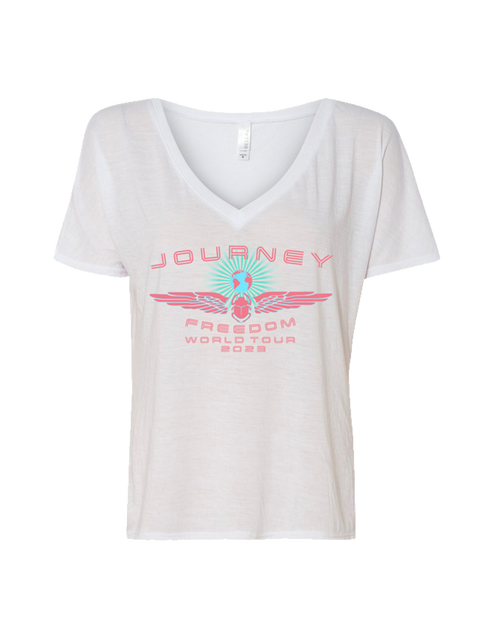 White 2023 Freedom Womens V-Neck - Journey Music