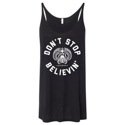 Don't stop believin' scarab ladies black slouchy tank Journey