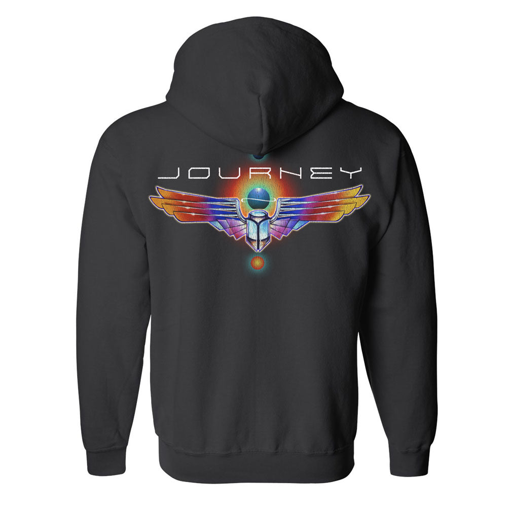 Rainbow deco scarab wings black zip hoodie back Journey