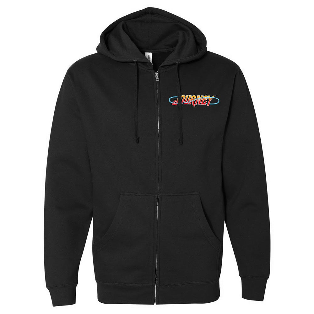 Scarab crystal infinity logo black zip hoodie front Journey