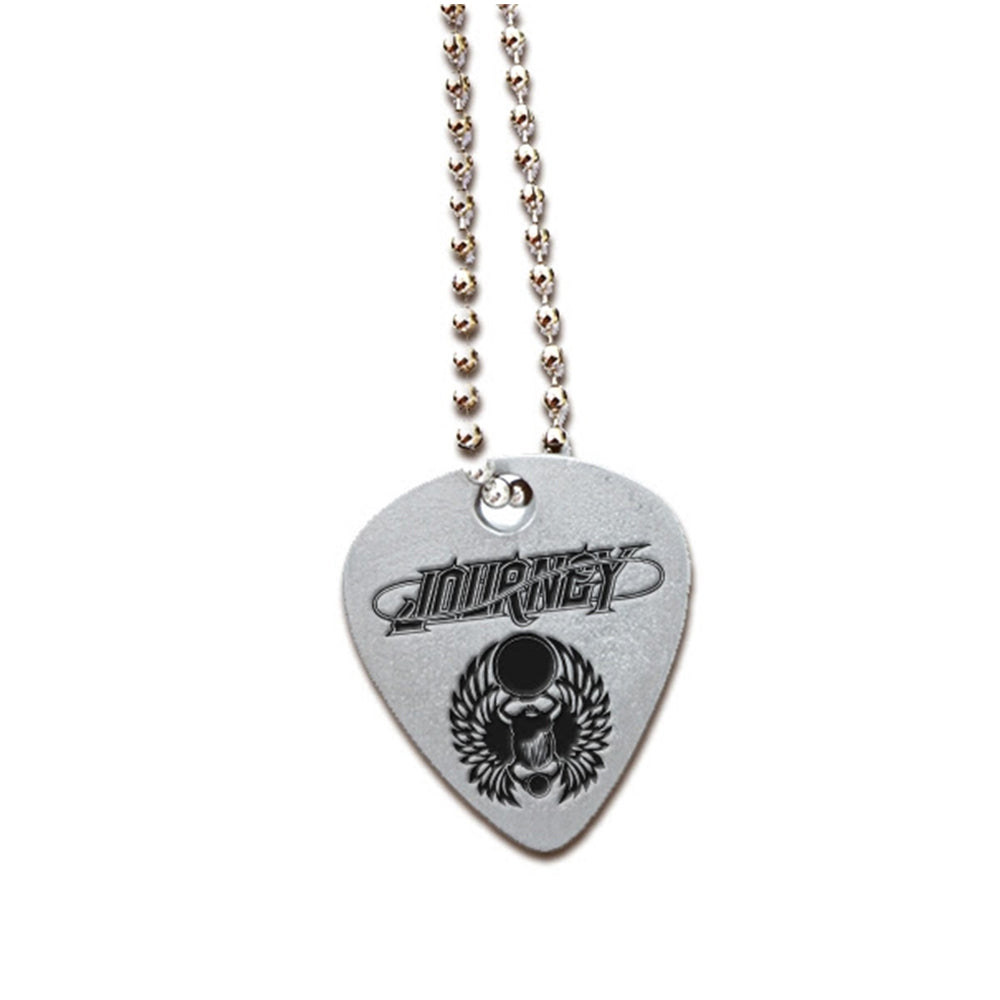 Scarab infinity logo engraved metal guitar pick necklace Journey