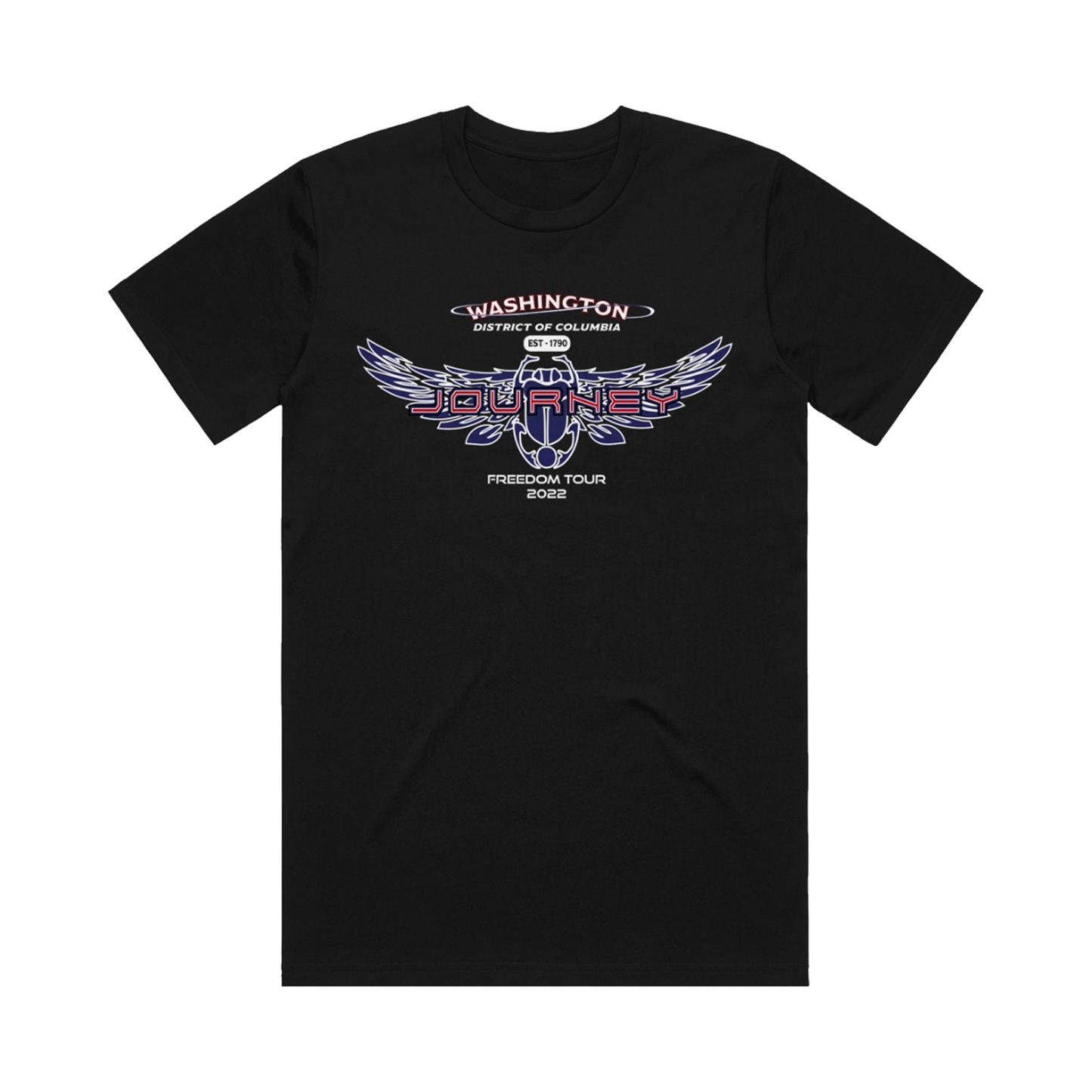 Washington DC event dark blue scarab logo black tee Journey